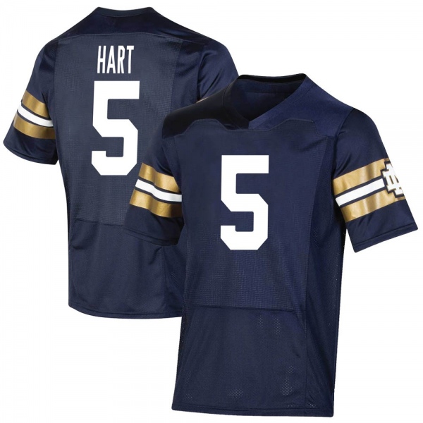 Cam Hart Notre Dame Fighting Irish NCAA Youth #5 Navy Premier 2021 Shamrock Series Replica College Stitched Football Jersey GEH4155JH